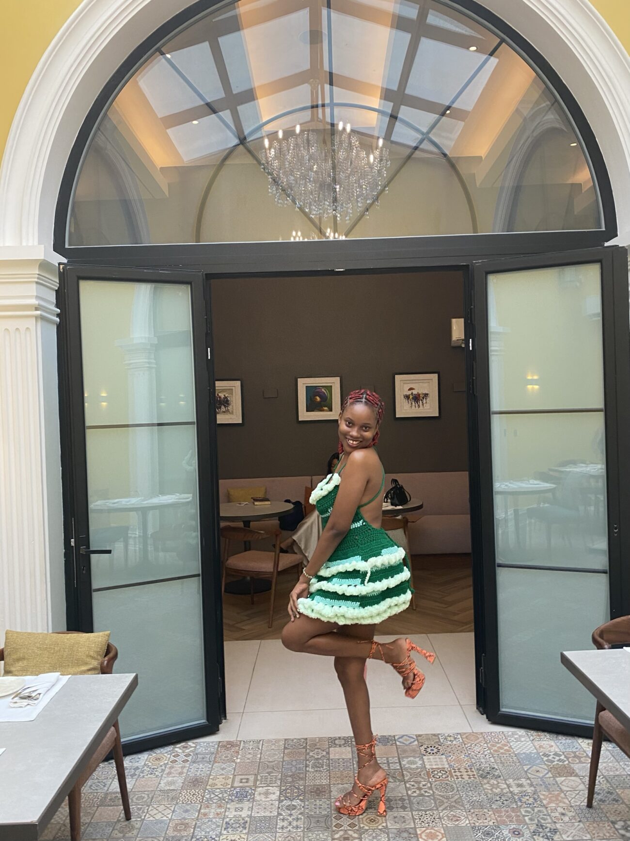 Flamingo Mini Dress- Green - Image 4