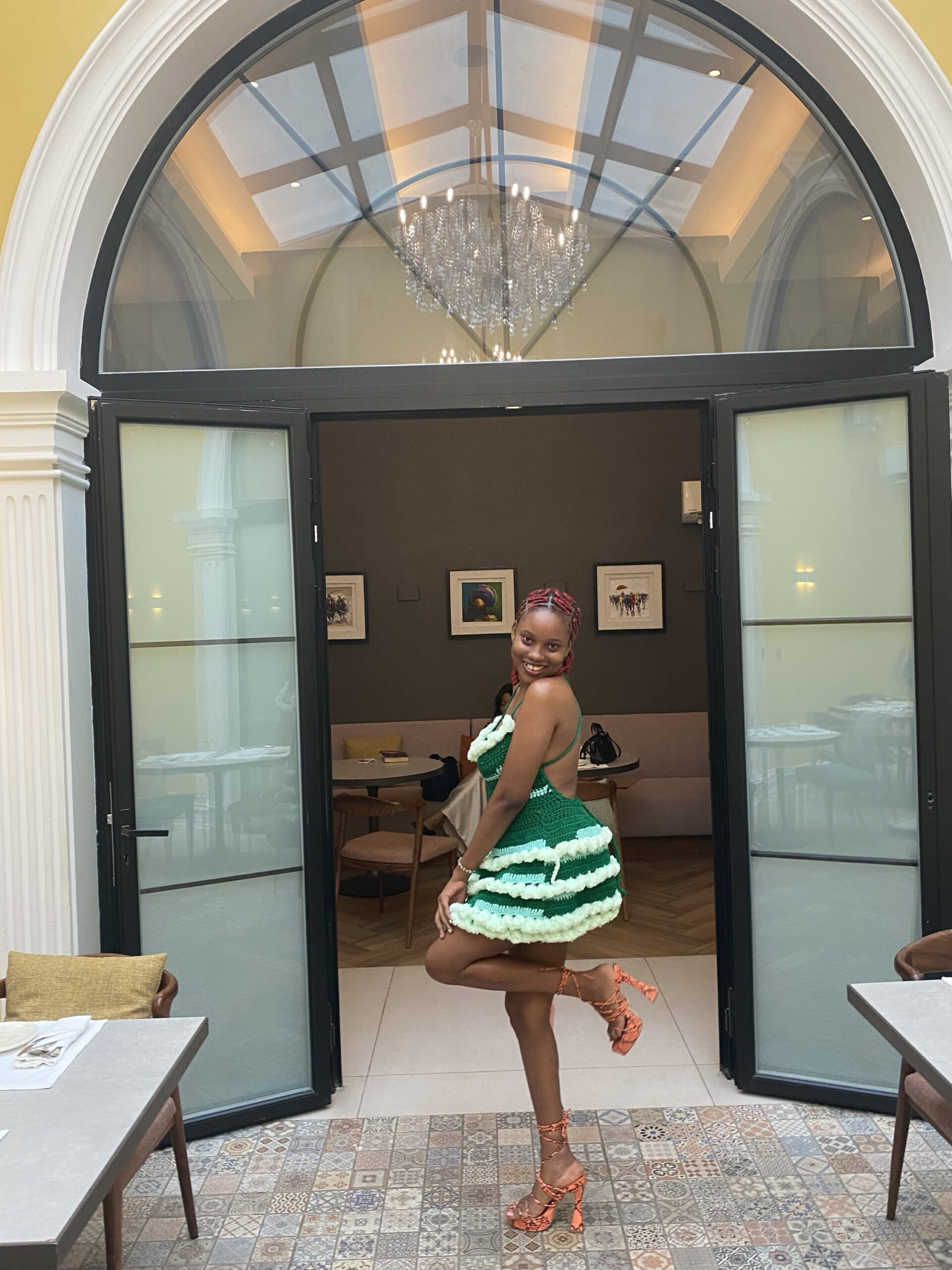 Flamingo Mini Dress- Green - Image 4