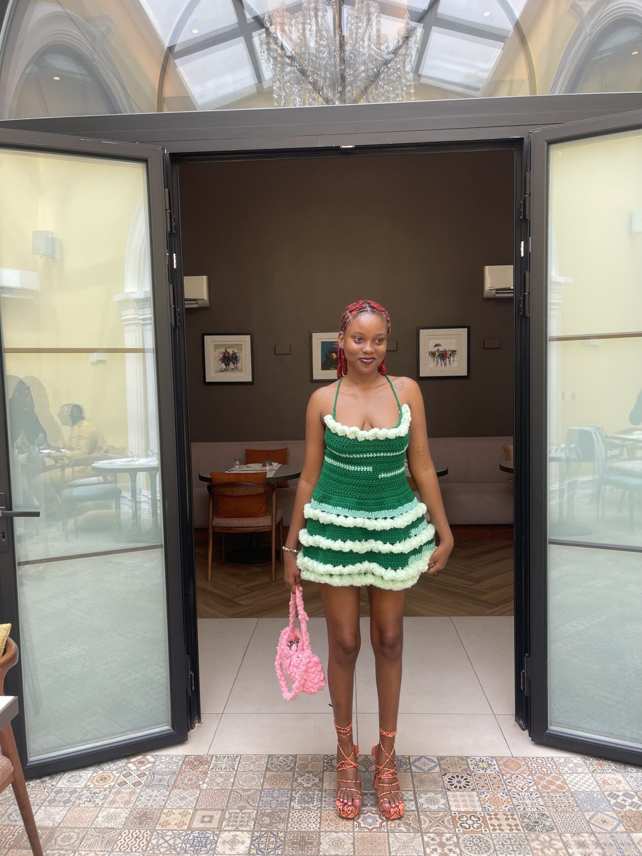 Flamingo Mini Dress- Green - Image 2